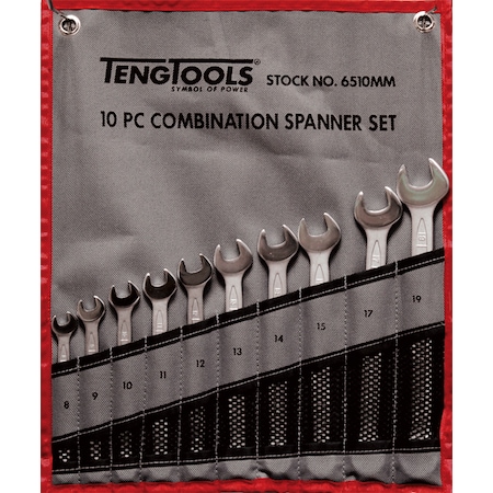 Teng Tools 6510MM - 10 Piece Metric Combination Spanner Set 8-19mm 6510MM